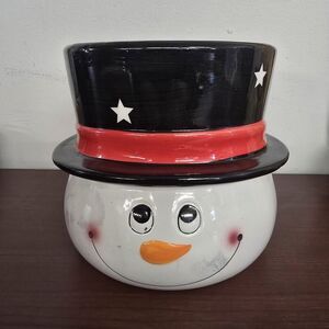 Holiday Snowman Vase Vintage 2009 Edible Arrangements Planter Pot